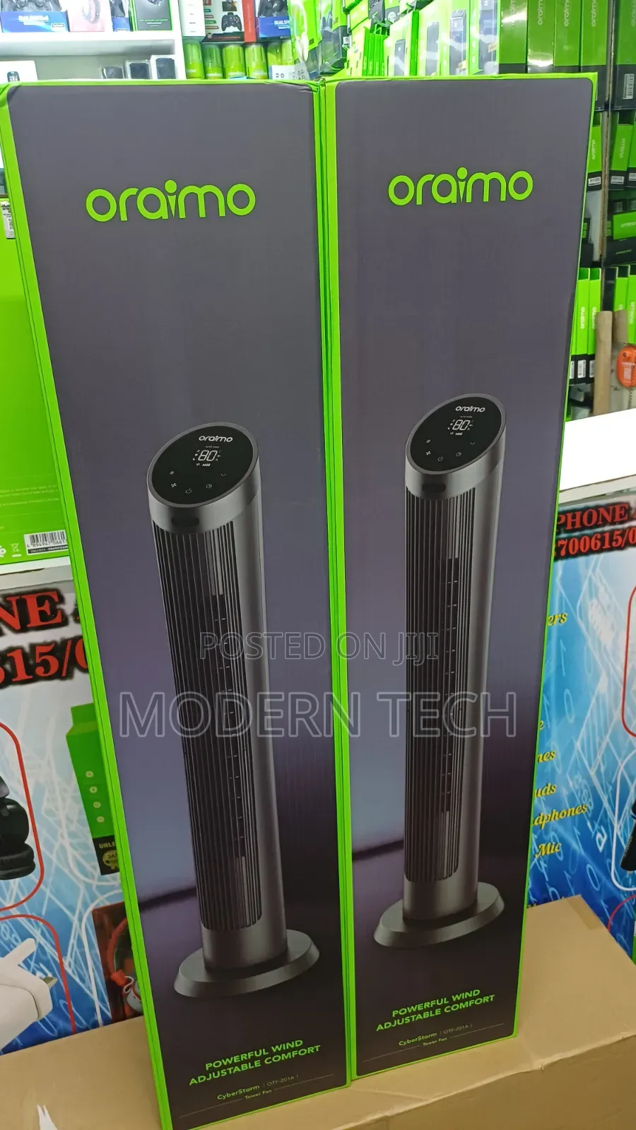 Oraimo CyberStorm 40-Inch Bladeless Tower Fan – Home Office Fan