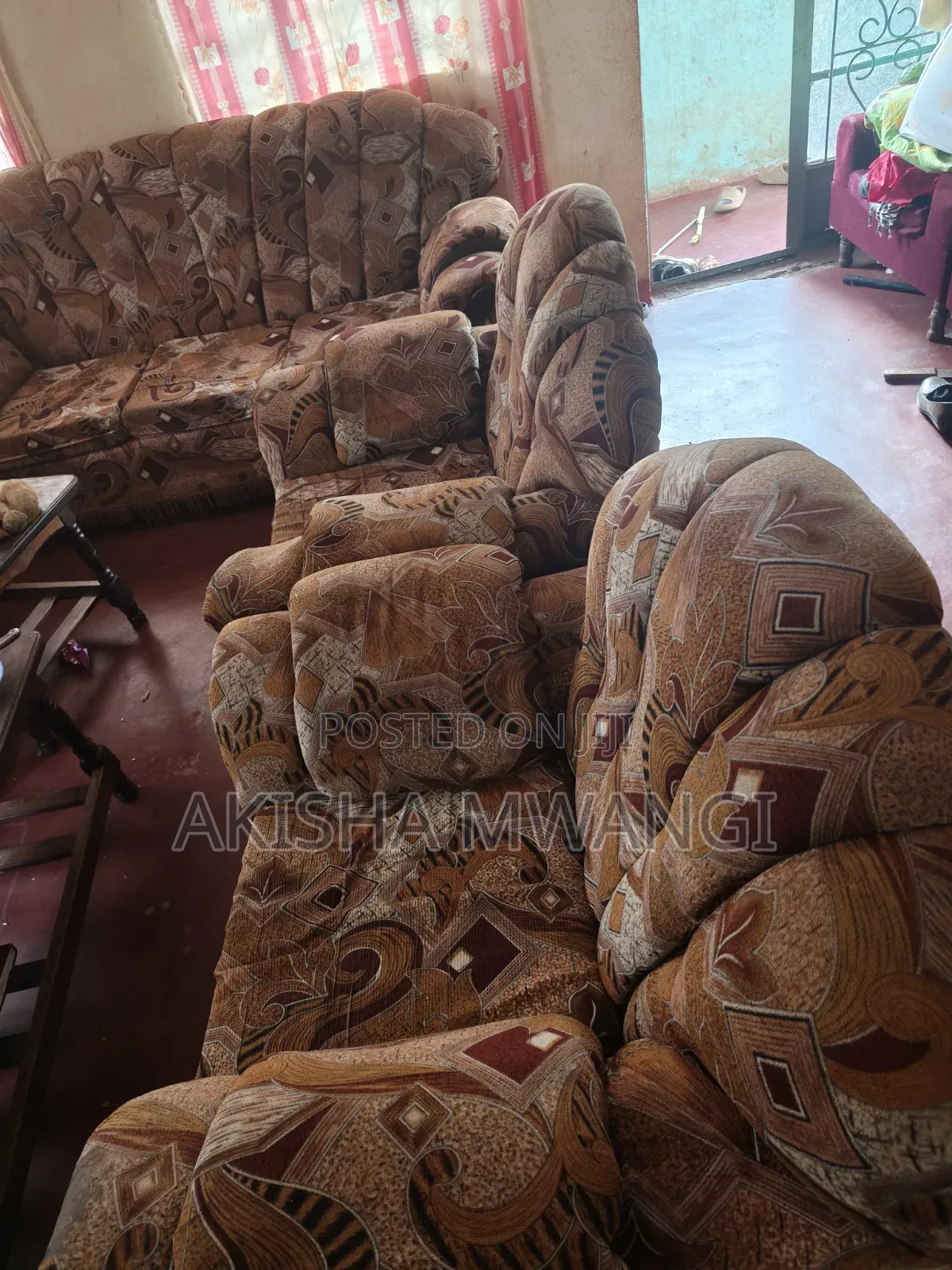 Second Hand 7 Seater Sofa Set and Second Hand 5 Seater Maroon Sofa.