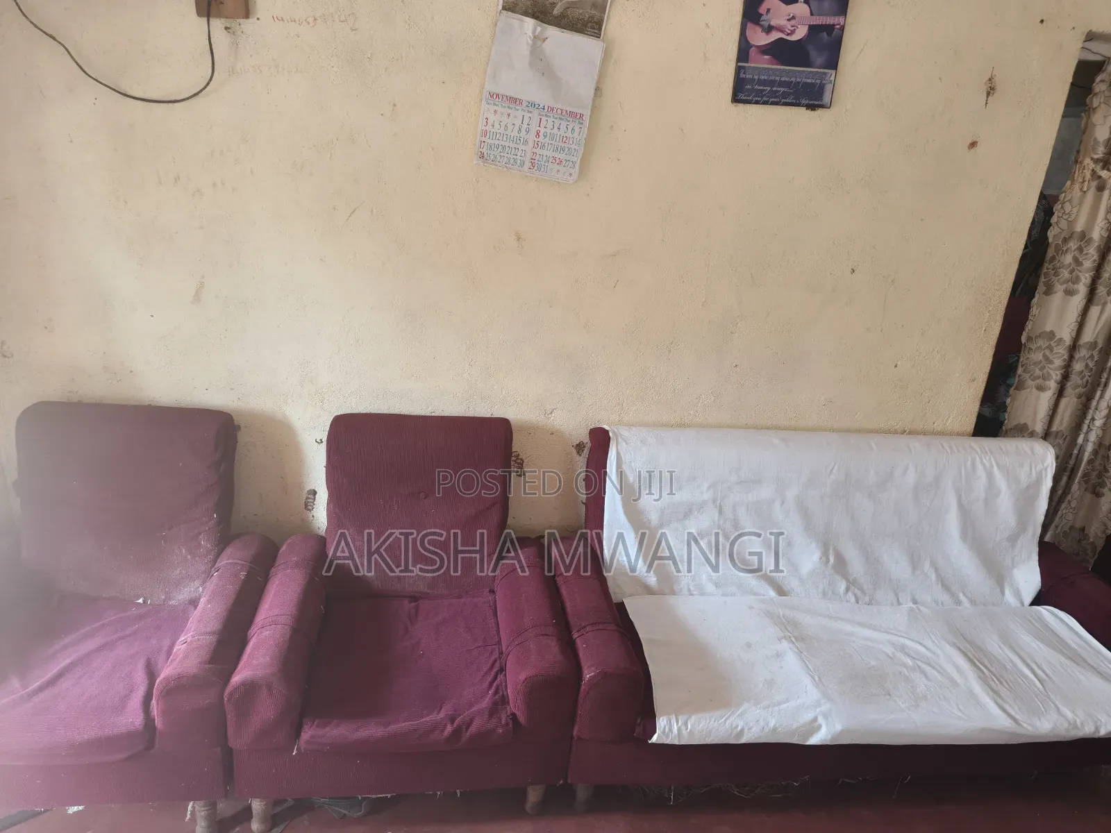 Second Hand 7 Seater Sofa Set and Second Hand 5 Seater Maroon Sofa.