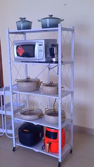 5 Tier Foldable Movable Metallic Storage Rack