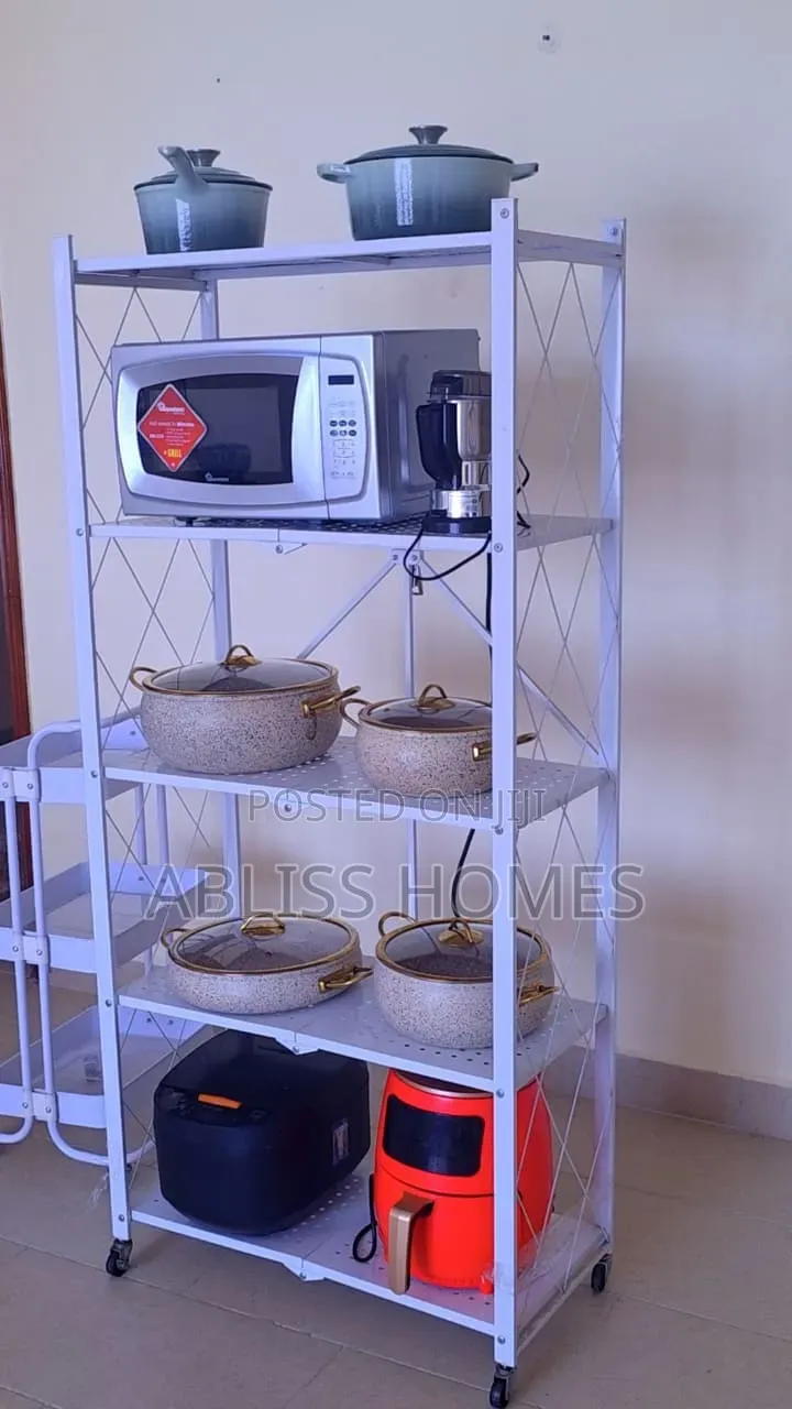 5 Tier Foldable Movable Metallic Storage Rack