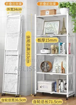 5 Tier Foldable Movable Metallic Storage Rack