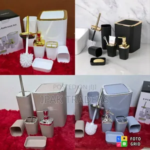 *6 in Luxury Bathroom Accessories Set With Touch of Gold Silver