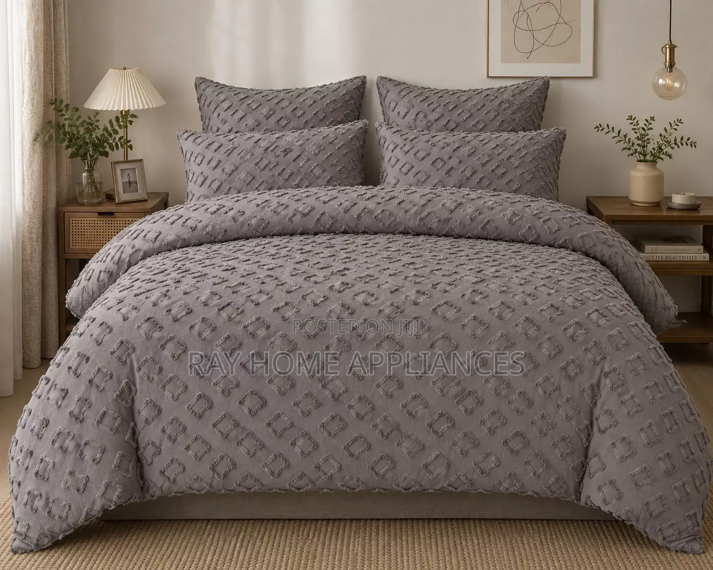 Luxury Tufted Wave Duvet Cover Set With Bedsheet