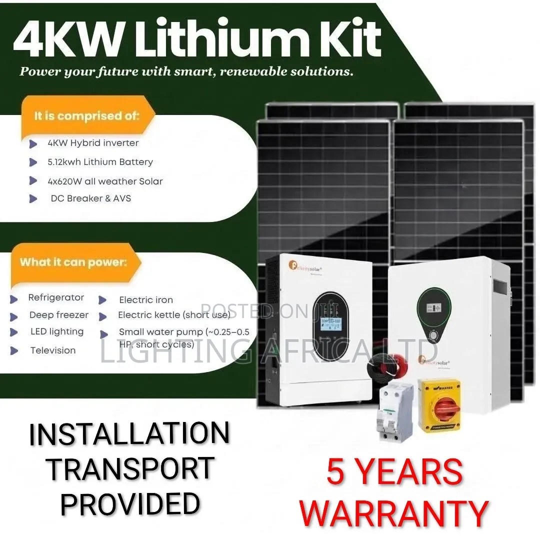 4kw Inverter - 5.12kwh Lithium - (4)620W Solar - Free Installation
