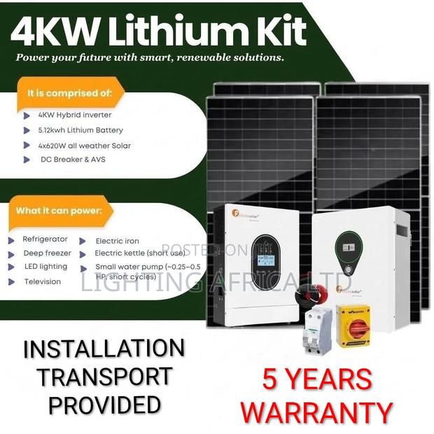 4kw Inverter - 5.12kwh Lithium - (4)620W Solar - Free Installation