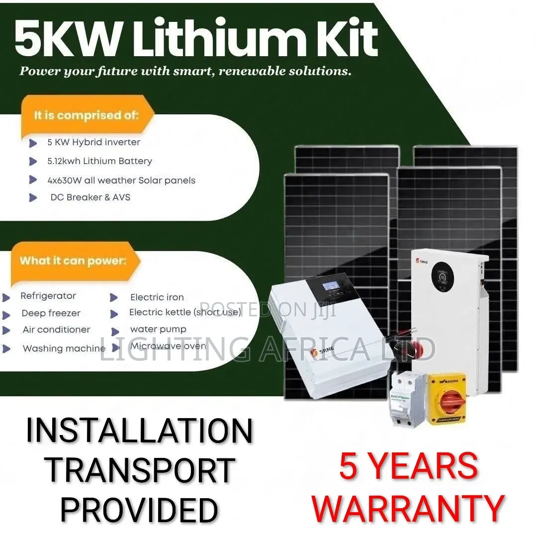 5kw Inverter - 5.12kwh Lithium Battery - (4)630w Solar Installation