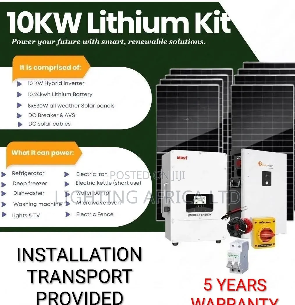 10kva Inverter - 10kwh Lithium Battery - (8)620W Solar Installation