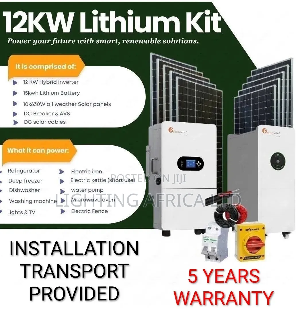 Felicity 12kva - 15kwh Lithium Off-Grid -(12)620w Solar Installation