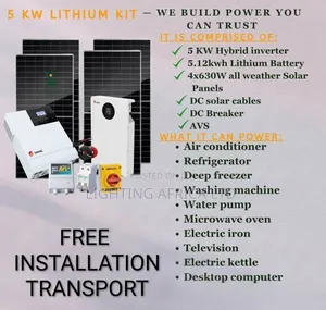 5kw - 5.12kwh Lithium Home Solar Kit Free Installation Transport