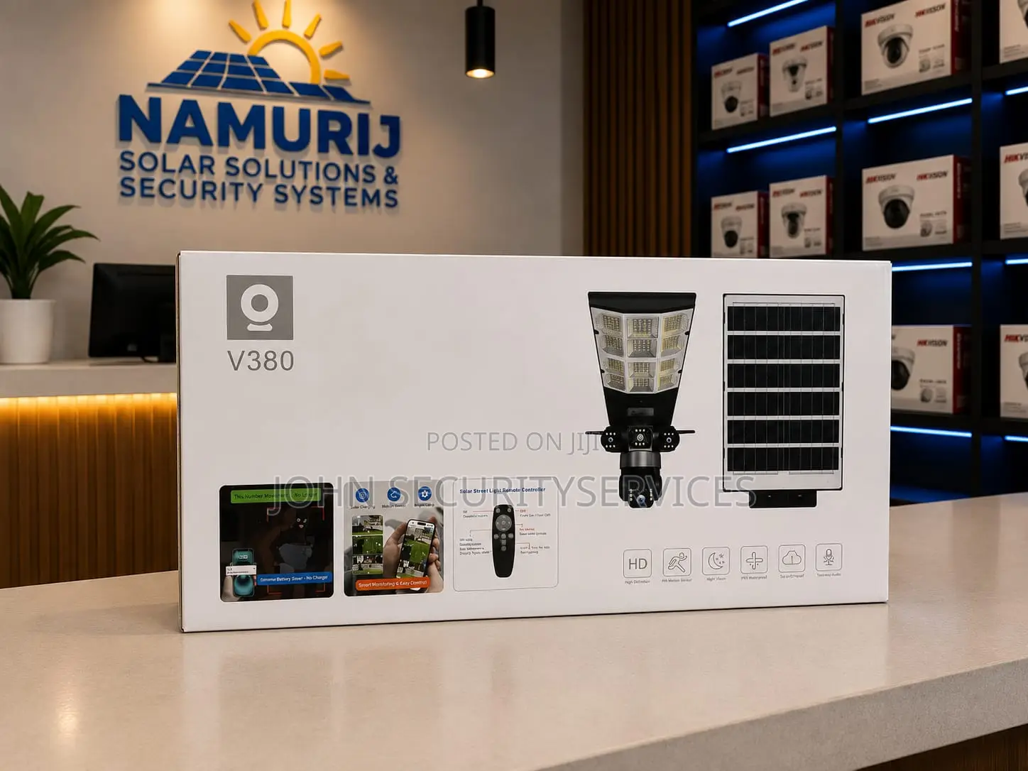 3-Lens Solar CCTV Camera With Floodlights | Outdoor Security Camera