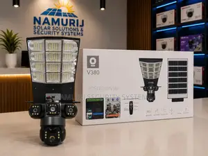 3-Lens Solar CCTV Camera With Floodlights | Outdoor Security Camera