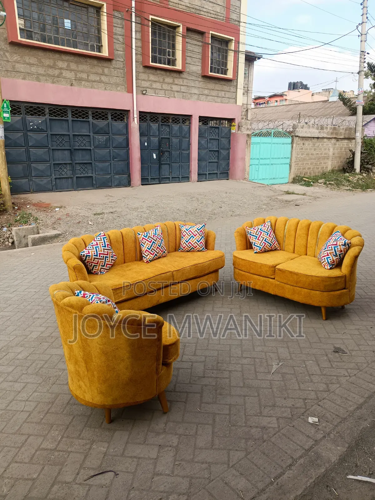 Modern Sofa Set, 6 Seater With Spring Cushion, Mustard Colour