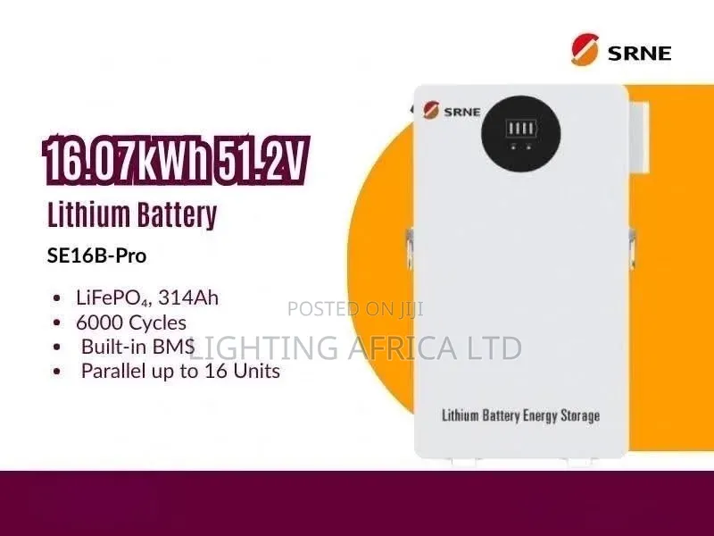 SRNE 16kwh - 51.2v Lithium Ion Battery 6000 Cycle Built-in BMS
