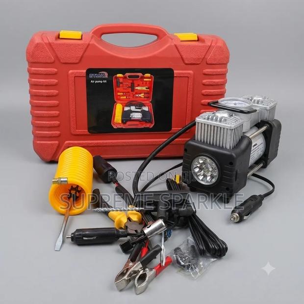 BTMAX Double Cylinder 12V Heavy Duty Car Tyre Inflator Air Pump Kit