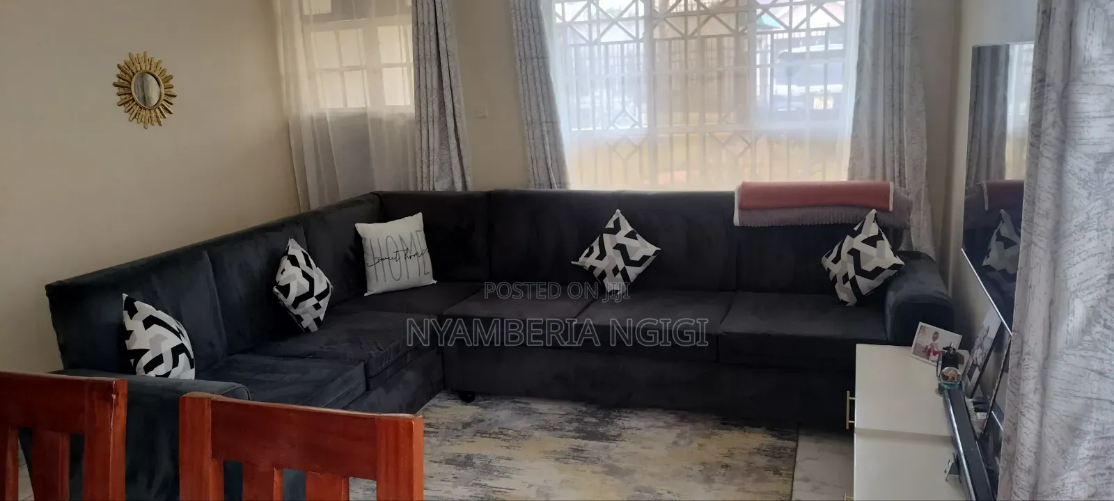 6-Seater L Shaped Velvet Couch-Ruiru