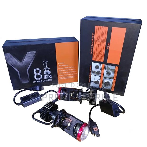 H4 LED Mini Projector Lens Y8 Car Headlight Bulbs 2pc Kit - main view