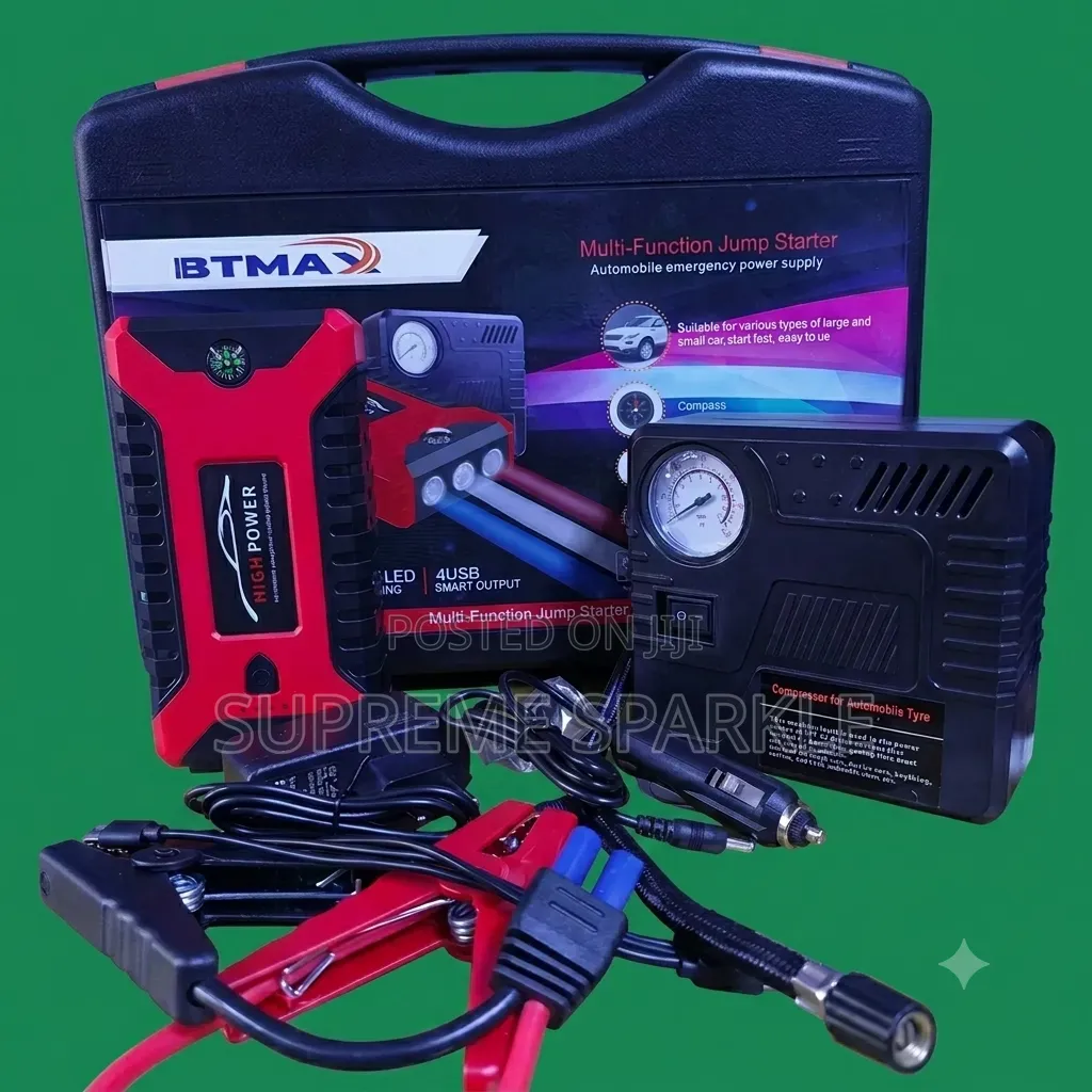 BTMAX Car Jump Starter Air Compressor Power Bank Kit