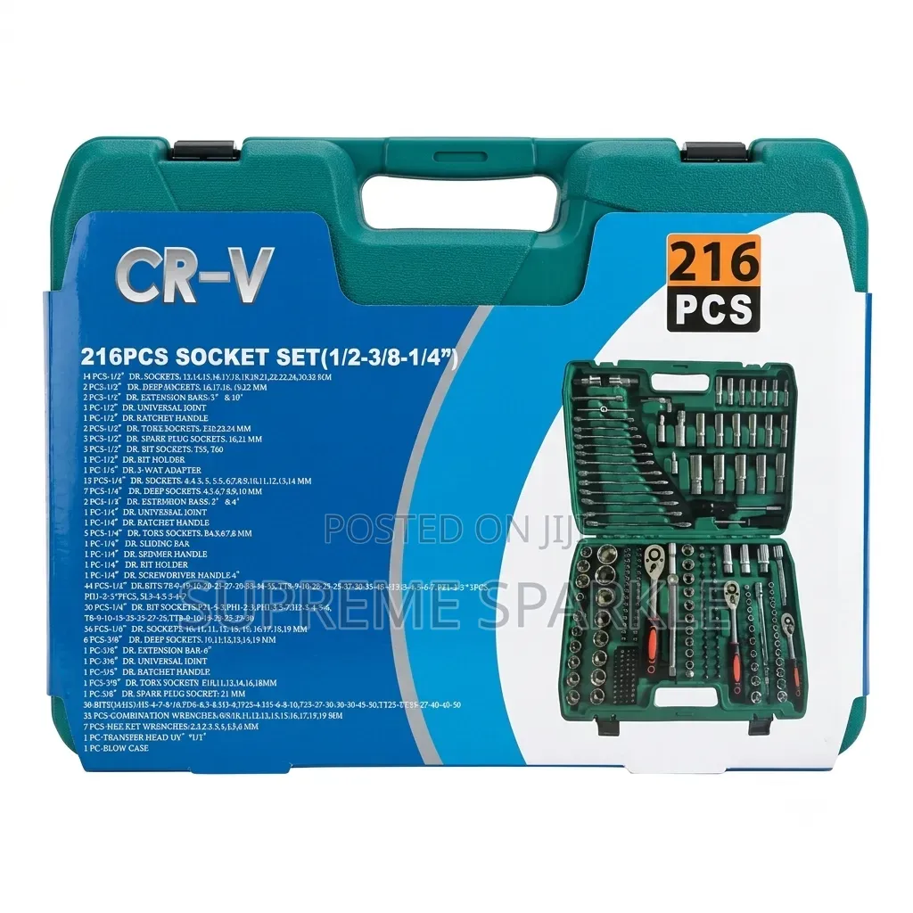 216pc Socket Wrench Tool Set Chrome Vanadium Mechanic Ratchet Kit