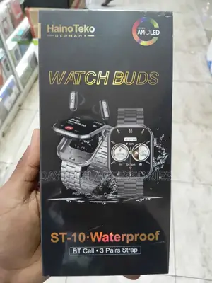 HainoTeko ST-10 Watch Buds With AMOLED Display - Black