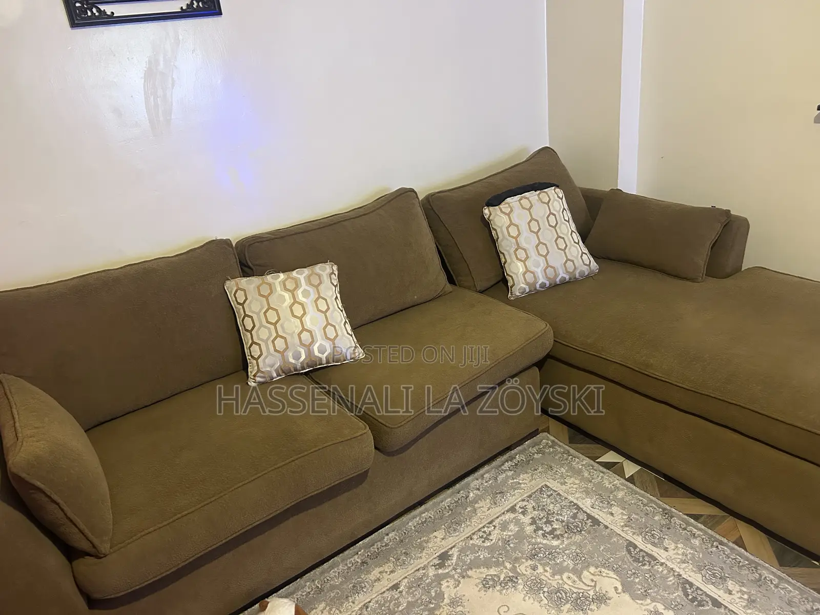 Brown L-Shaped Sofa