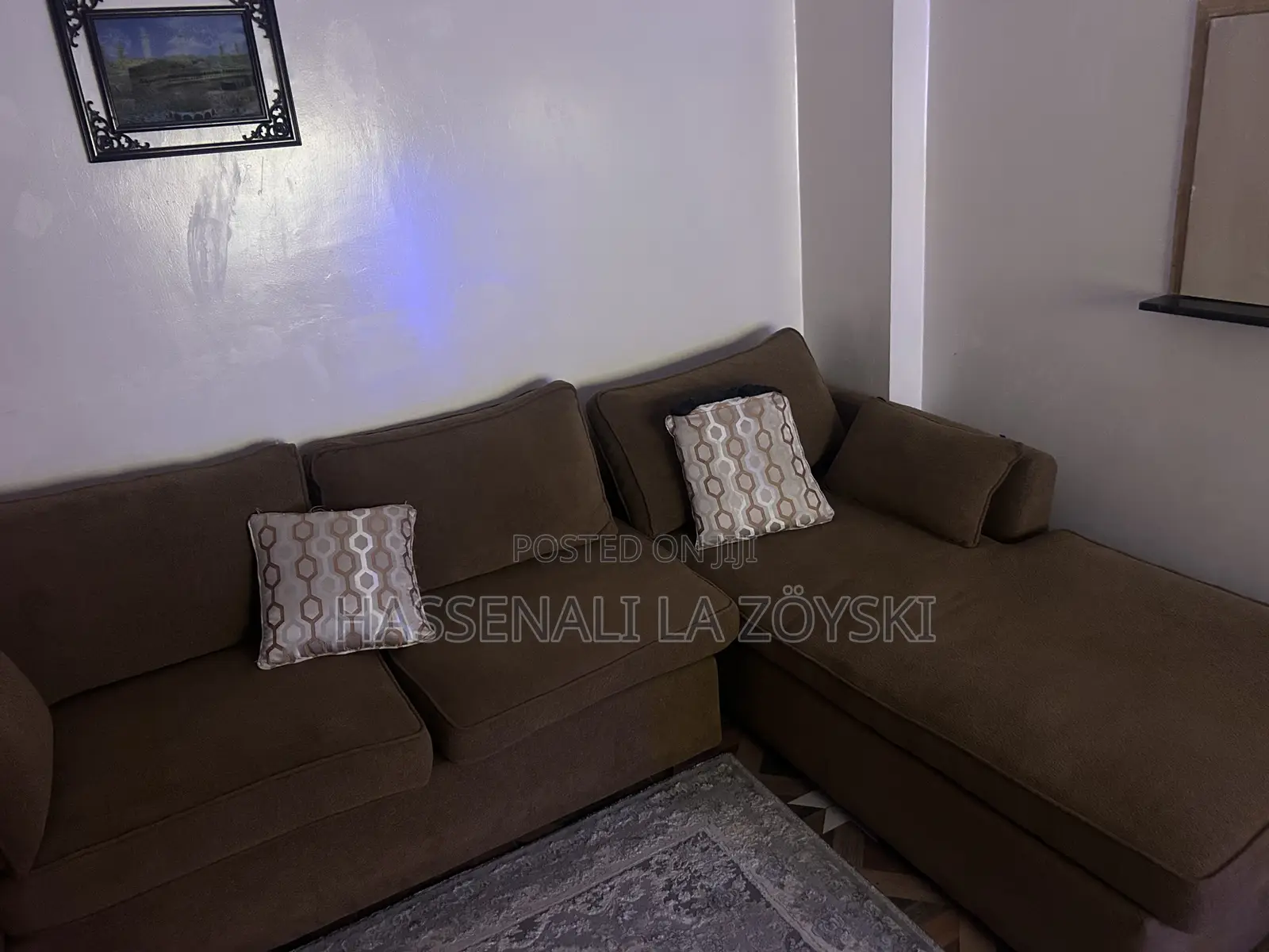 Brown L-Shaped Sofa
