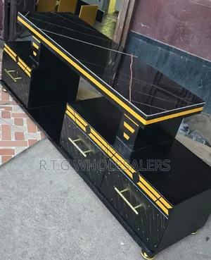 Executive TV Stand With Marble Coating and Light