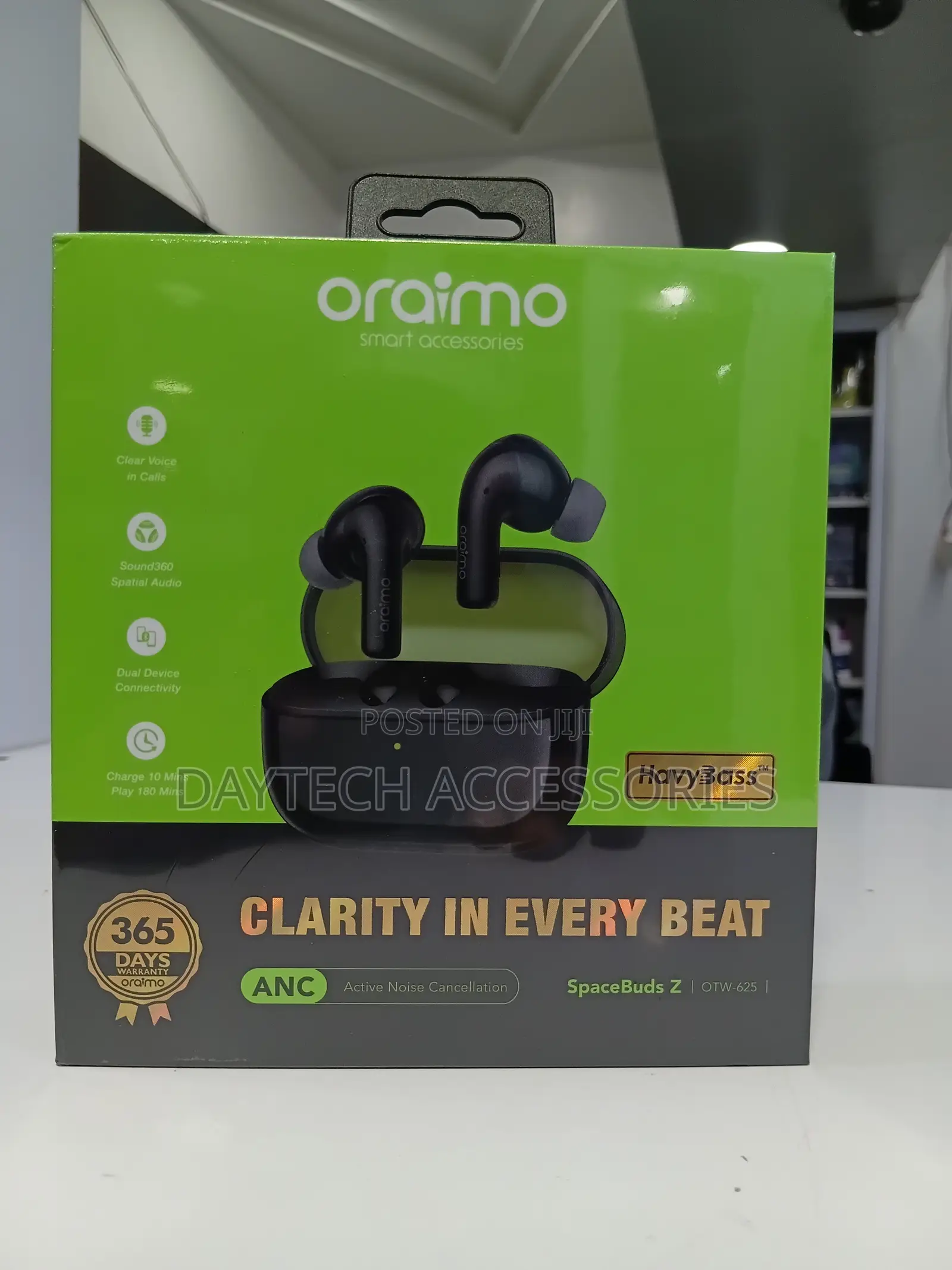 Oraimo SpaceBuds Z (OTW-625) ANC True Wireless Earphones - Black