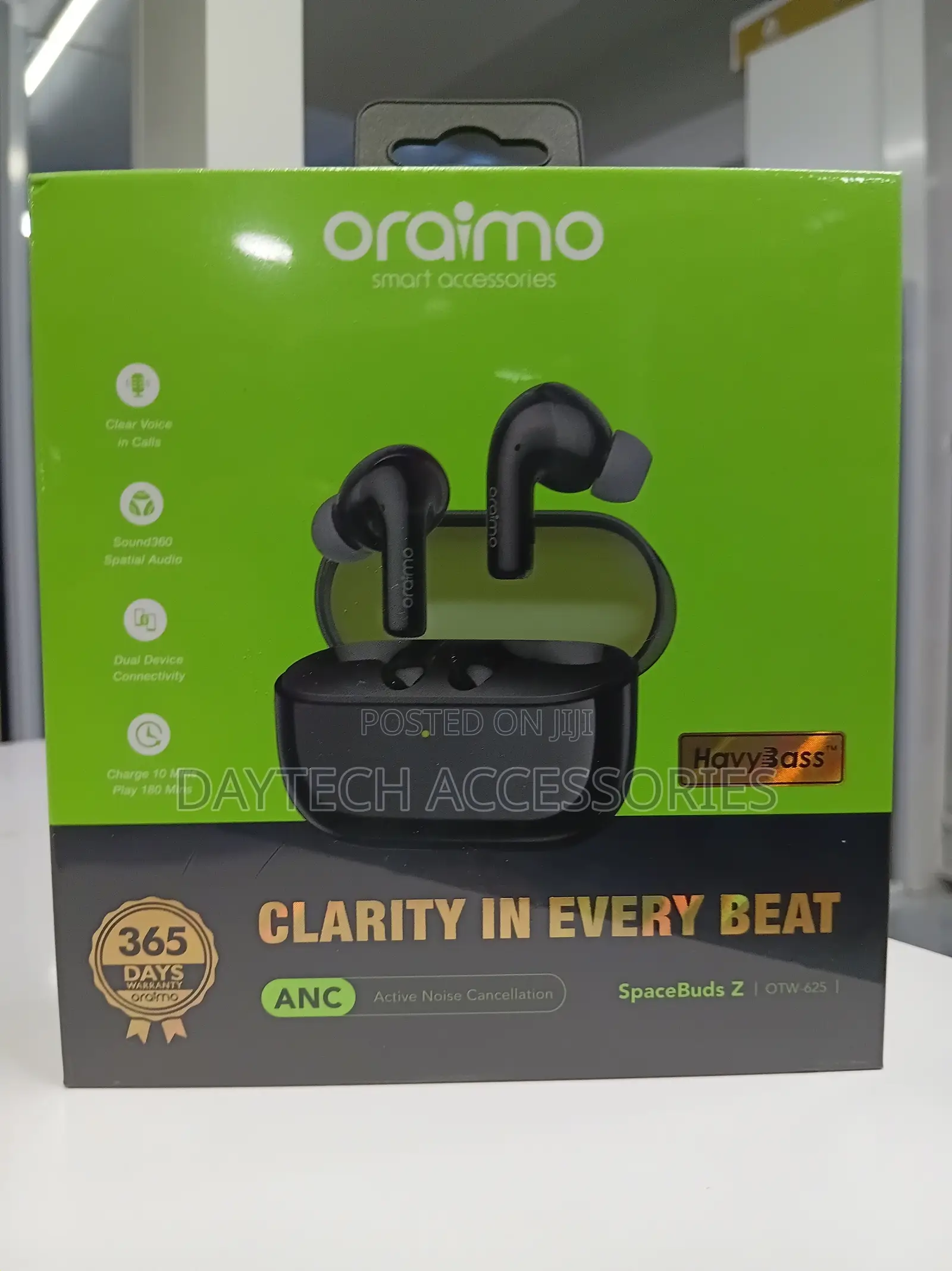 Oraimo Black SpaceBuds Z Wireless Earbuds With Bluetooth 5.4