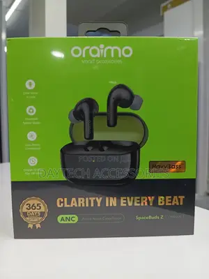 Oraimo Black SpaceBuds Z Wireless Earbuds With Bluetooth 5.4