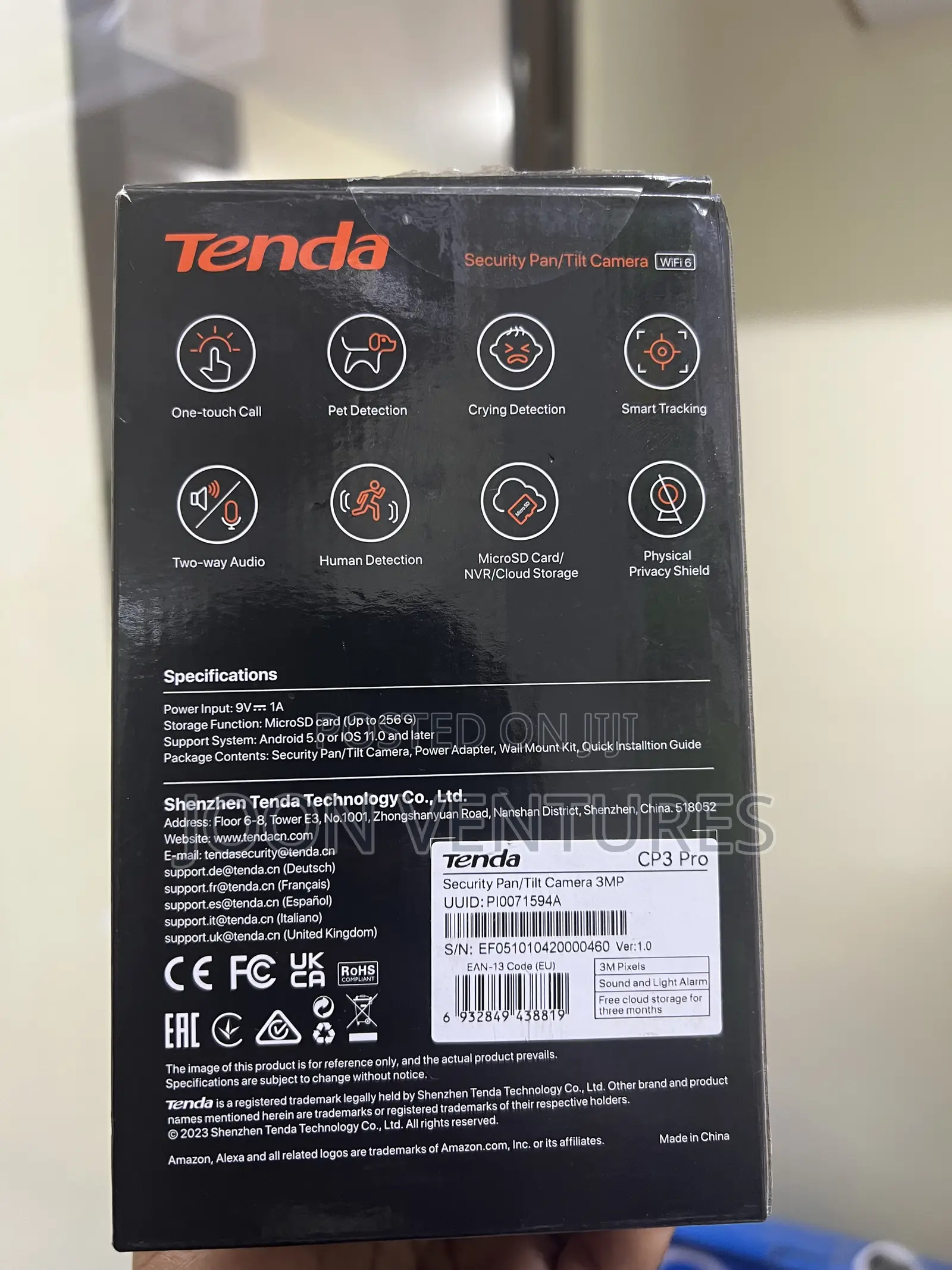 Tenda CP3 Pro Span/Tilt Smart Wi-Fi CCTV Camera With 360 Rotation