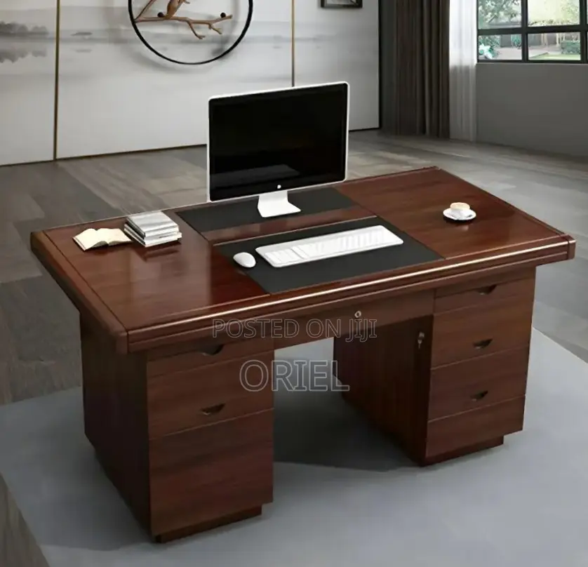 Office Desk : 1400MM Mahogany Staff Work Desk