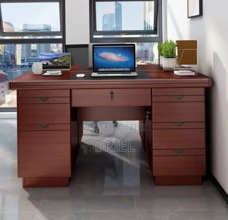 Office Desk : 1400MM Mahogany Staff Work Desk