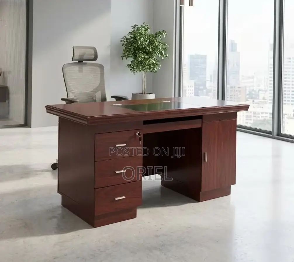 Office Desk : 1400MM Mahogany Staff Work Desk