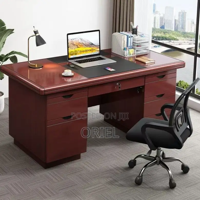 Office Desk : 1400MM Mahogany Staff Work Desk