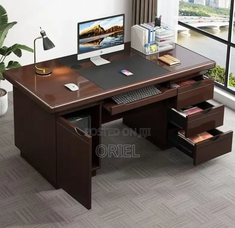Office Desk : 1400MM Mahogany Staff Work Desk