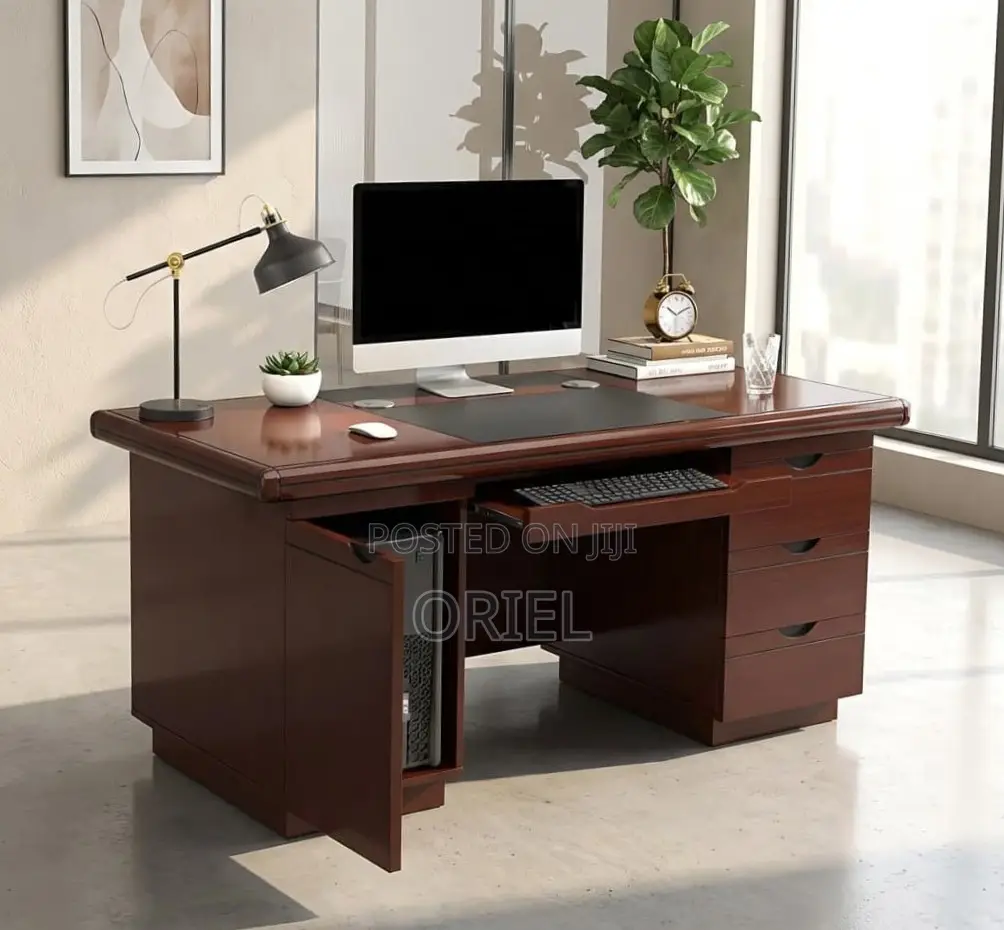 Office Desk : 1400MM Mahogany Staff Work Desk