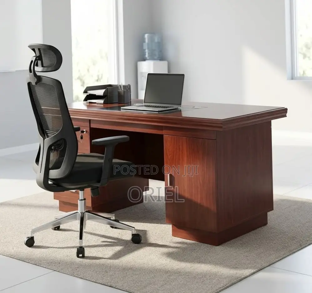Office Desk : 1400MM Mahogany Staff Work Desk