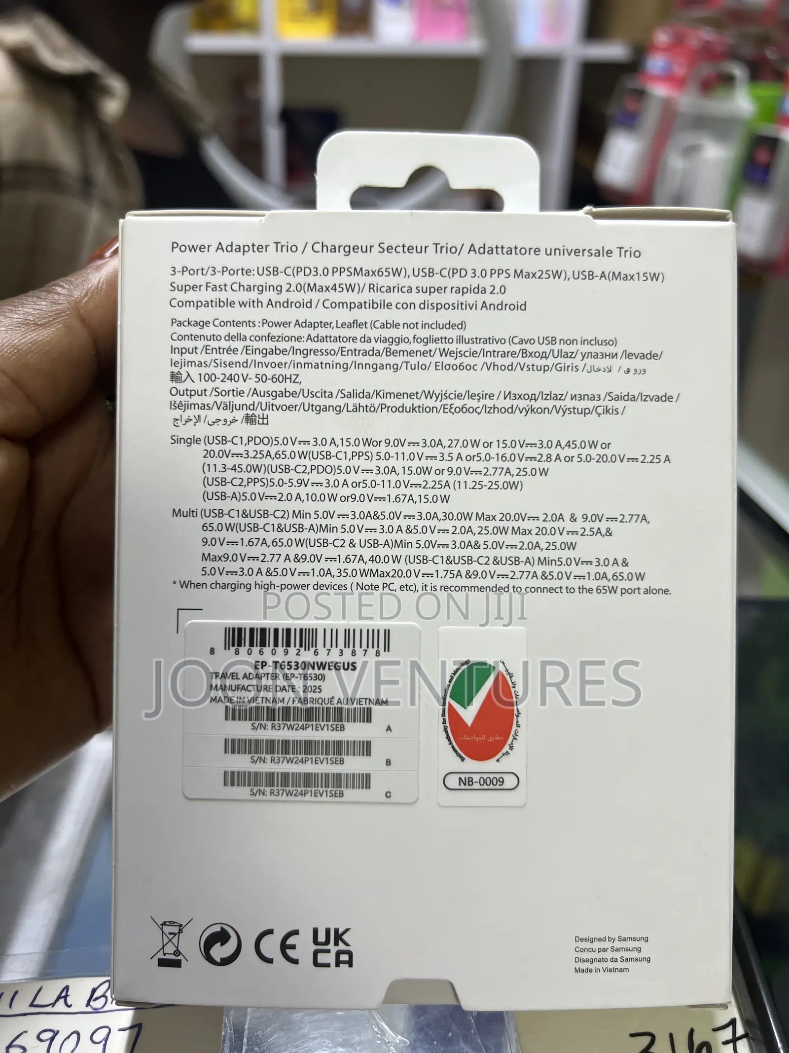 Samsung 65w PD Trio Charging Adapter With Type C-toC Charging Cable