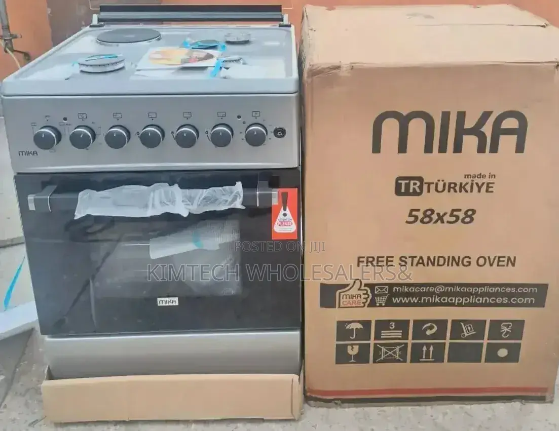 Silver Mika Standing Cooker 58 X 58 3 Gas + 1electric Hotplate