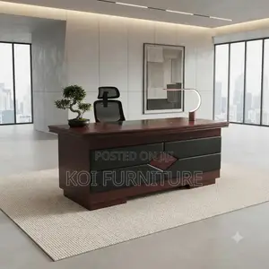 Office Desk; 140cm Executive Office Desk With Red Mahogany Finish