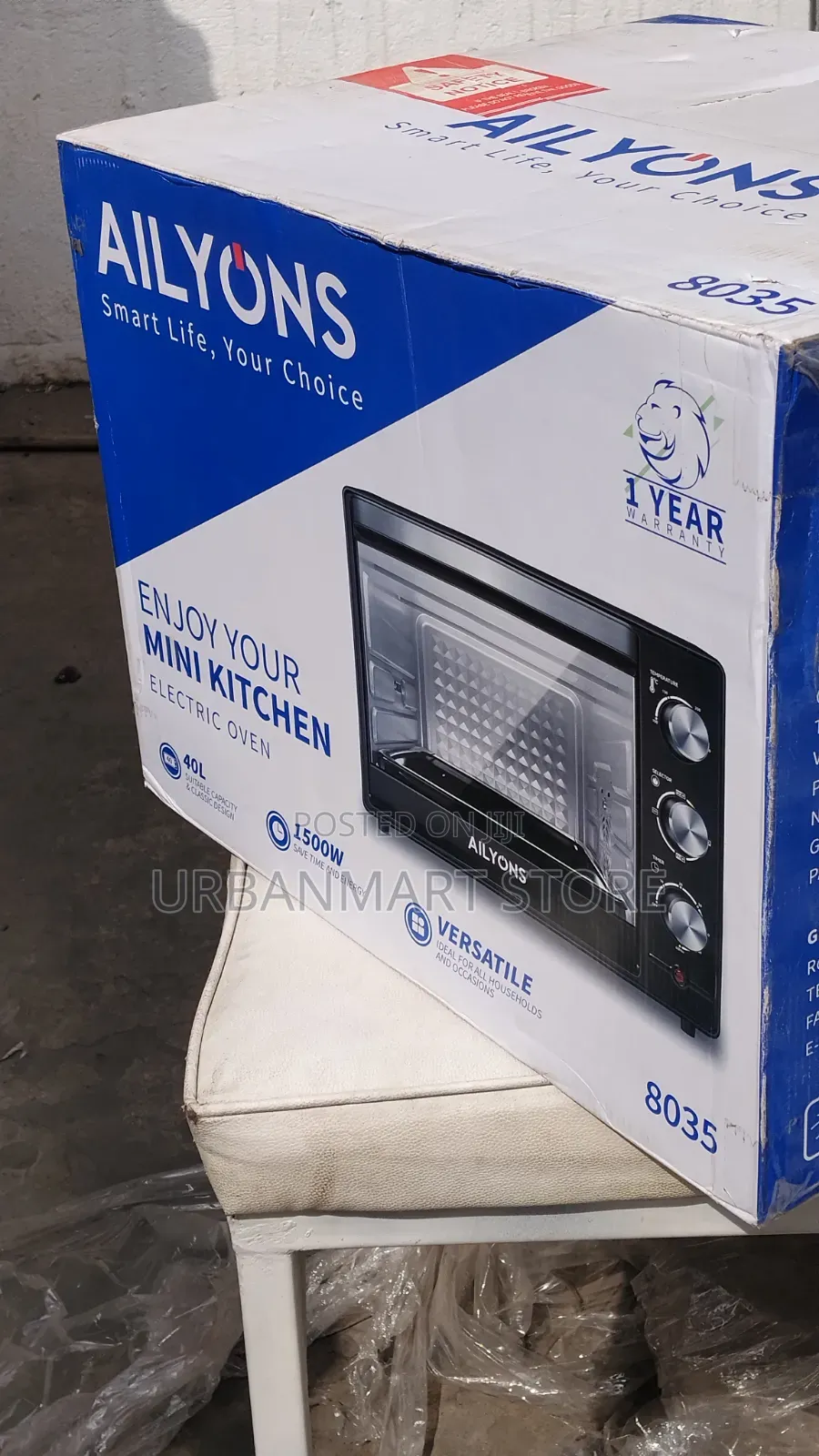 Ailyons 40L Electric Oven 1500W With Grill Rotisserie