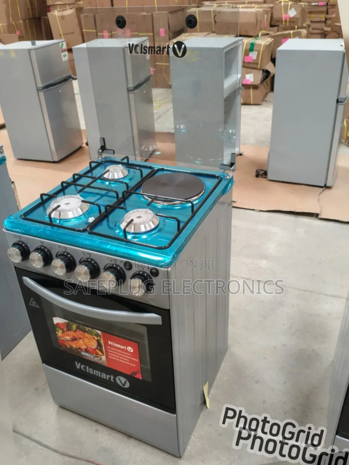 Volsmart 60×60 Standing Cooker – 3 Gas + 1 Electric, Jet Valve