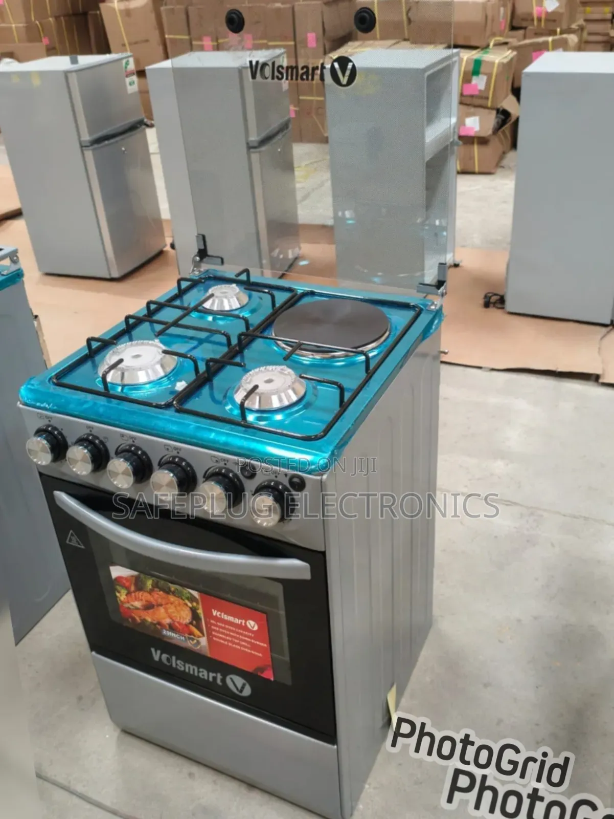 Volsmart 60×60 Standing Cooker – 3 Gas + 1 Electric, Jet Valve