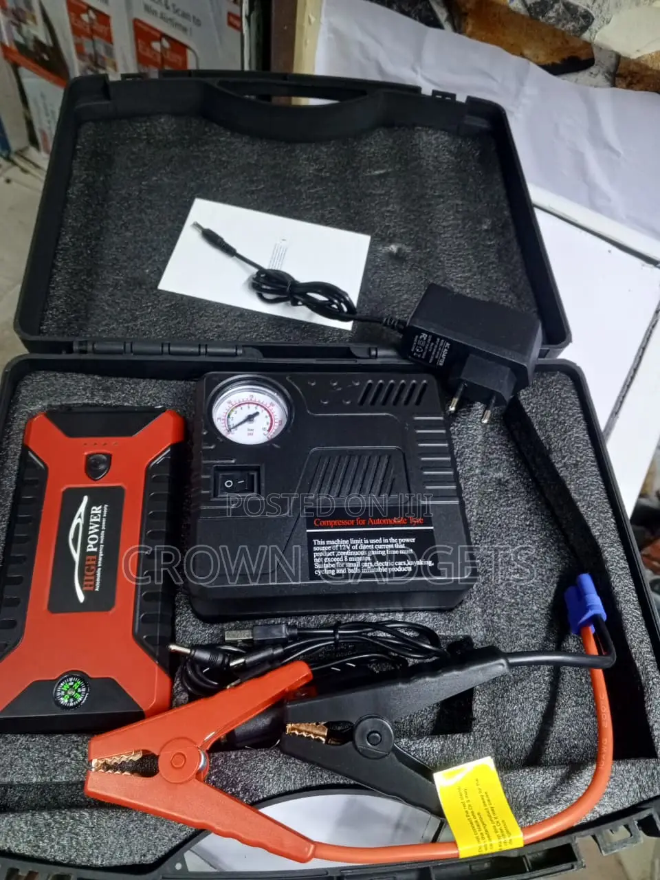 Car Jump Starter Air Pump Combo for Emergency Roadside Use