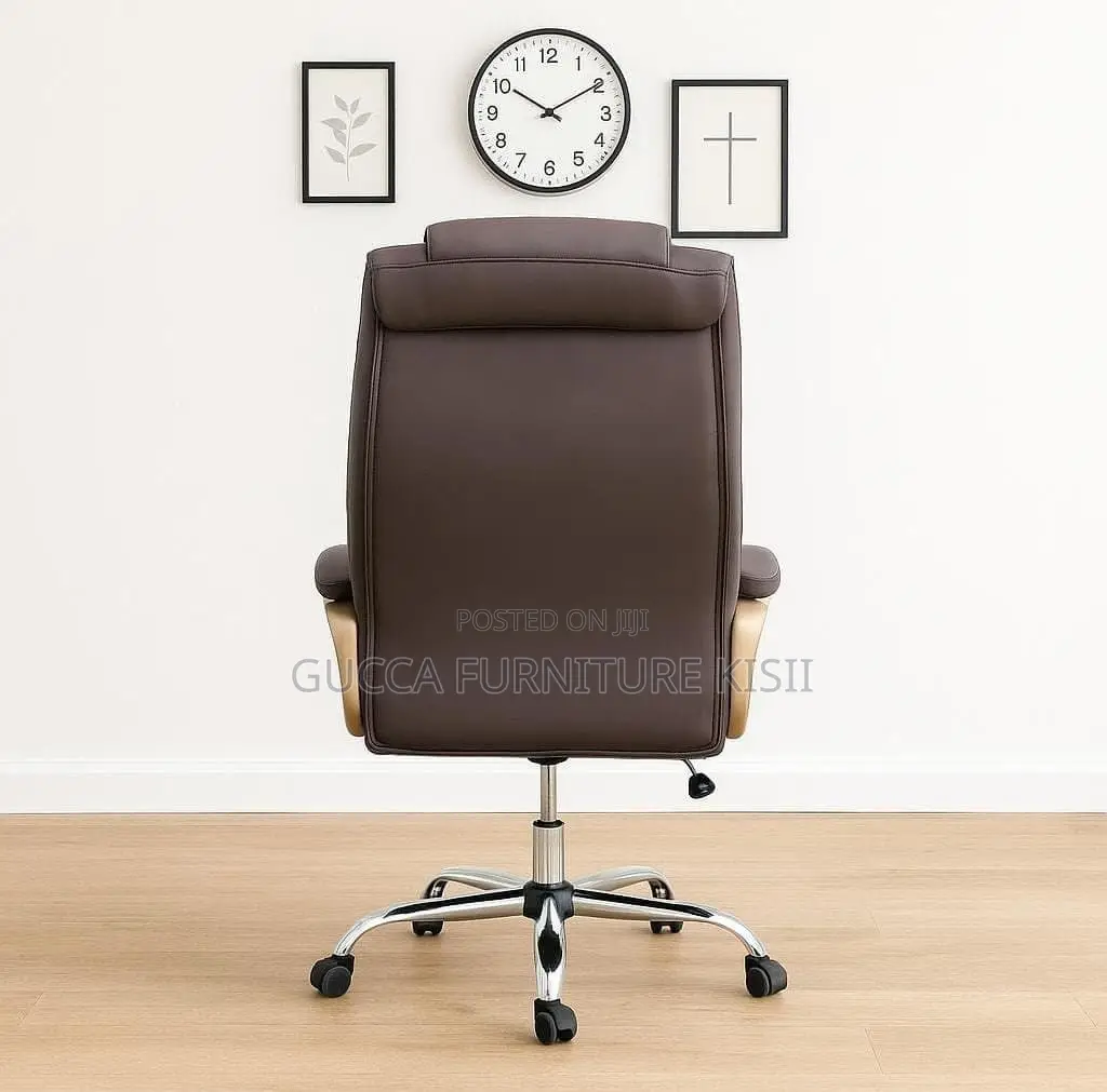 Office Chair; Brown Leather Office Chair