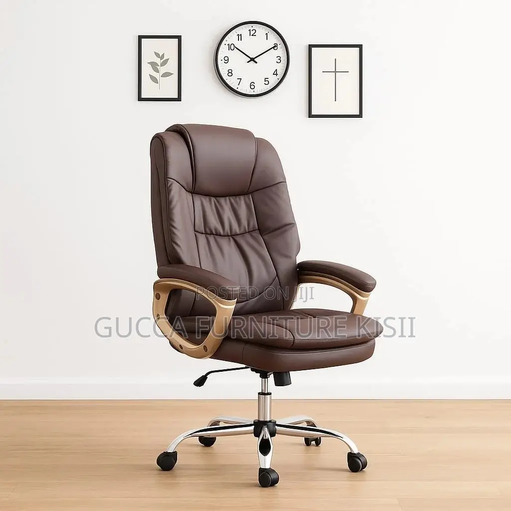 Office Chair; Brown Leather Office Chair