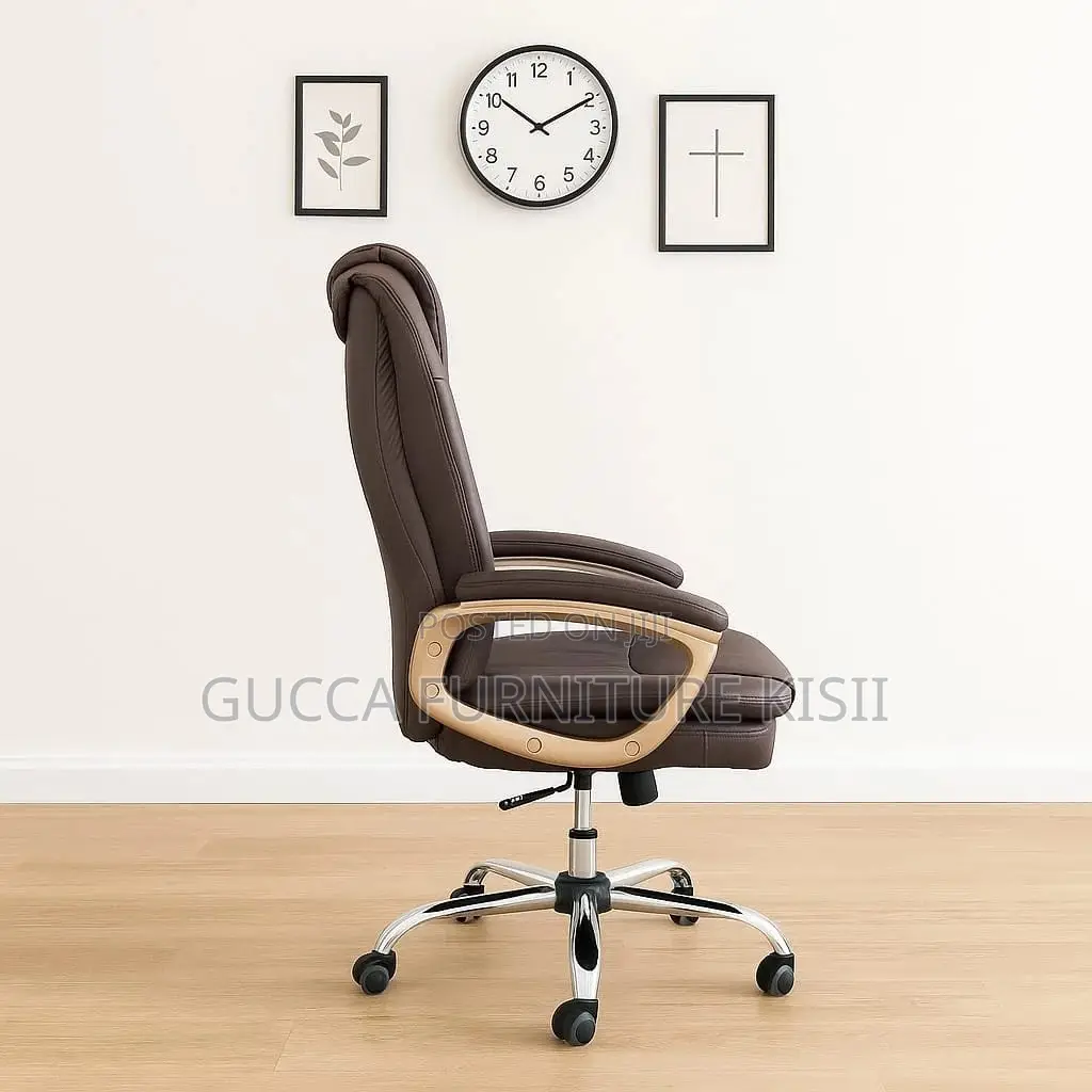 Office Chair; Brown Leather Office Chair