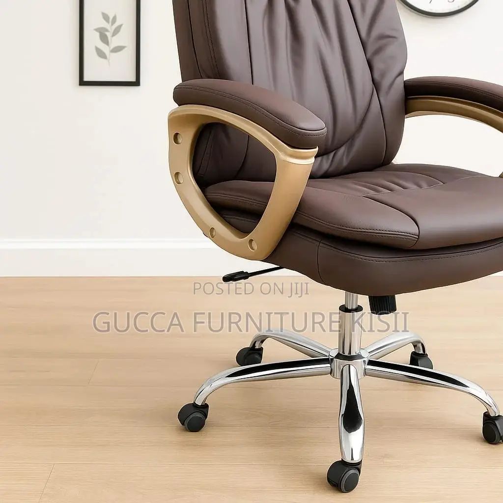 Office Chair; Brown Leather Office Chair