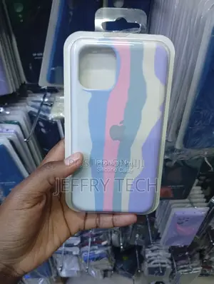 Pastel-Colored Stripes Silicone Case for the Apple iPhone 11 Pro.